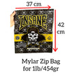 Insane Mylar Zip Lock Bag for Cannabis size 454 grams / 1 lb
