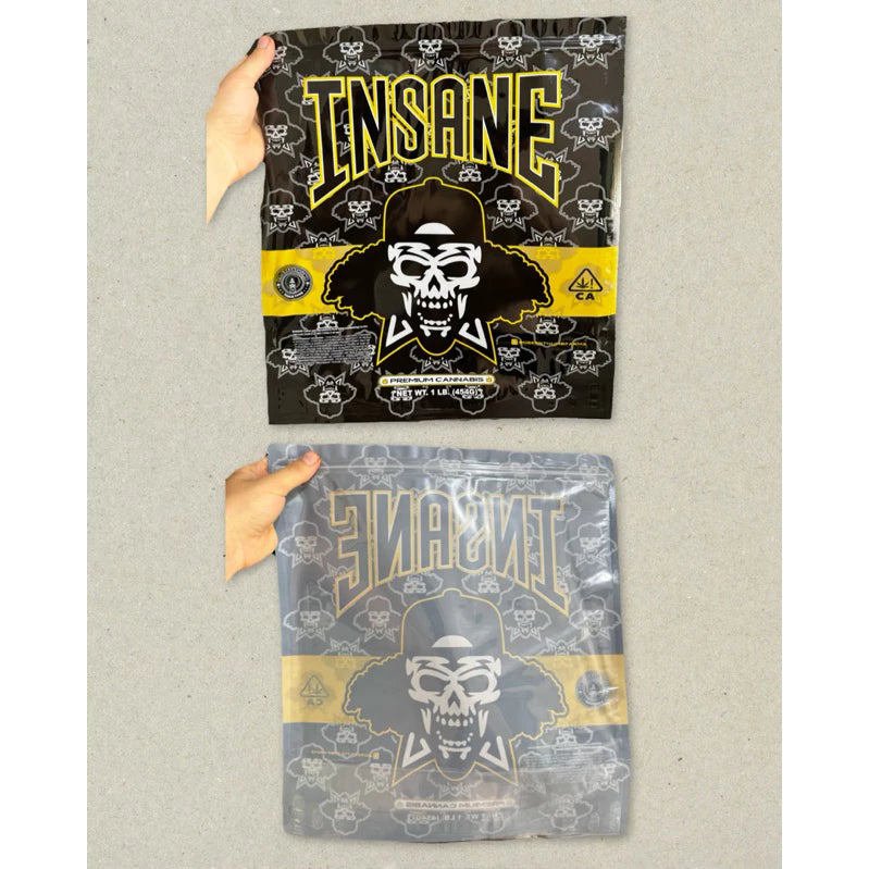 Insane Mylar Zip Lock Bag for Cannabis size 454 grams / 1 lb