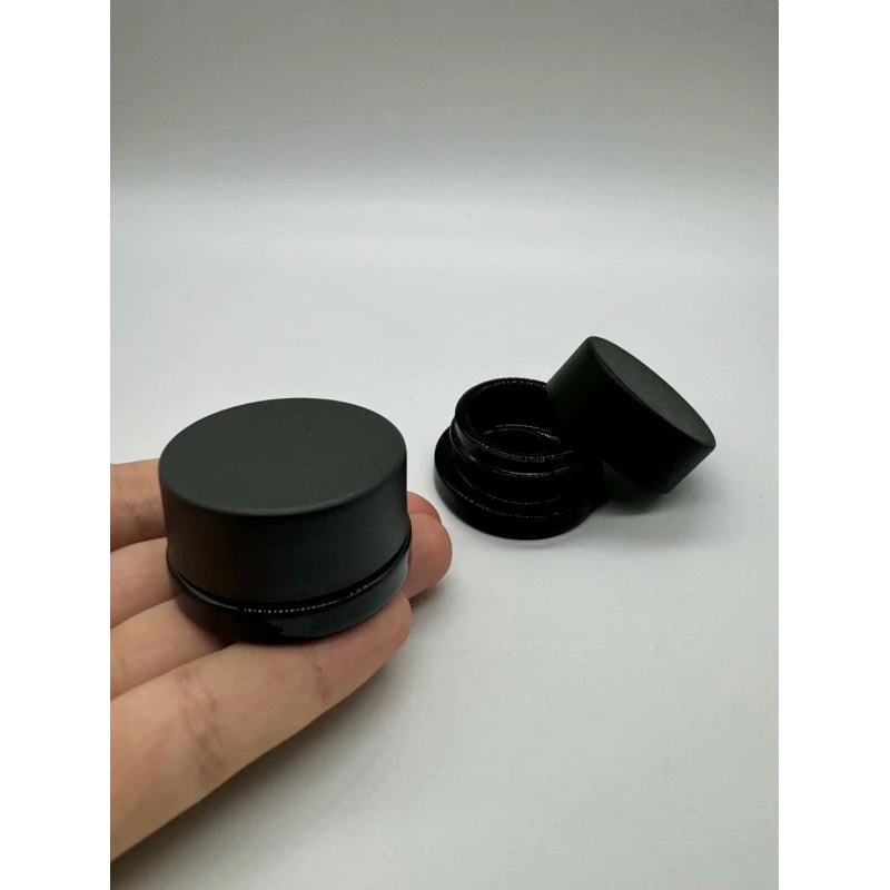Wholesale Round Glass Container – Black UV-Protect, Child-Resistant (5/10ml)
