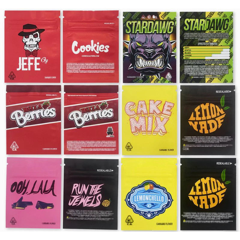 High Quality Mylar Zip lock Bag for Cannabis Packaging Matte Cookies 1gr Smell Proof Water Proof
