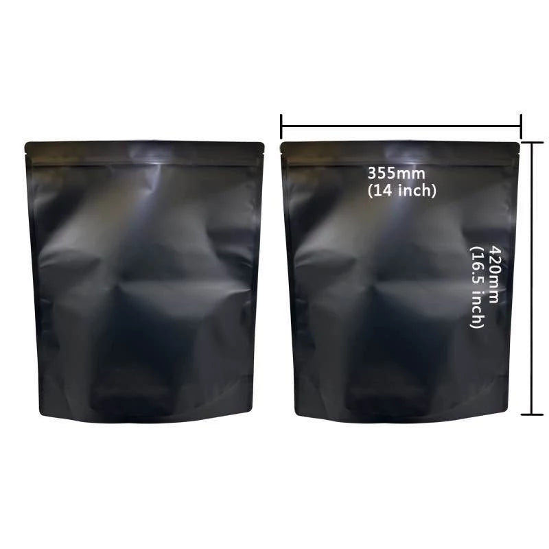 Mylar Zip Lock Bag for Cannabis size 454 grams / 1 lb Black Matte