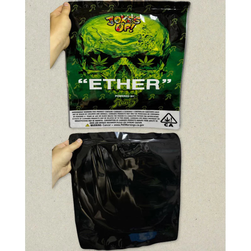 Jokes Up Ether Mylar Zip Lock Bag for Cannabis size 454 grams / 1 lb