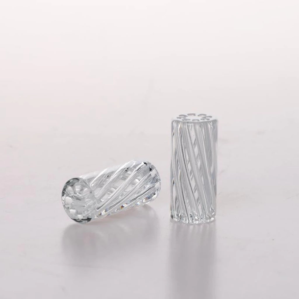 Premium Hand-Crafted Twisted Glass Tips – 14x30mm, 8 Holes, Clear
