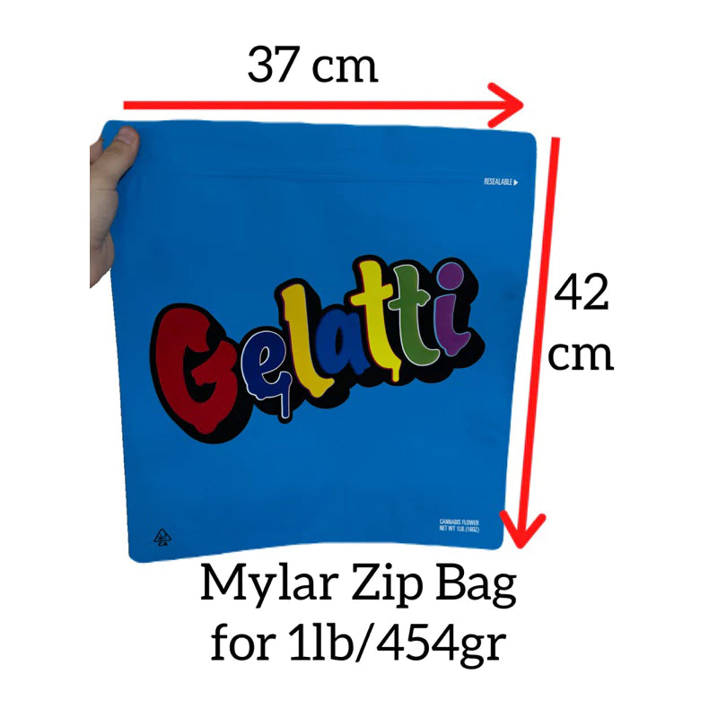 Gelatti Cookies Mylar Zip Lock Bag for Cannabis size 454 grams / 1 lb