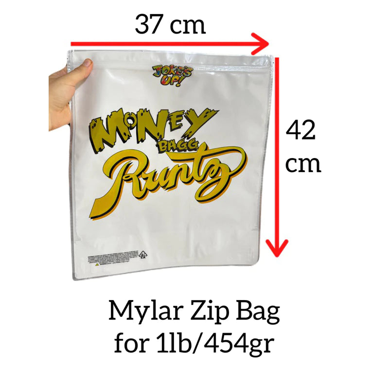 Money Bag Runtz Mylar Zip Lock Bag for Cannabis size 454 grams / 1 lb