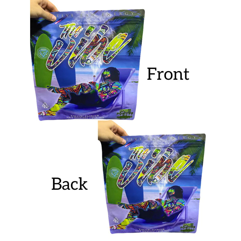 The Vibe Mylar Zip Lock Bag for Cannabis size 454 grams / 1 lb