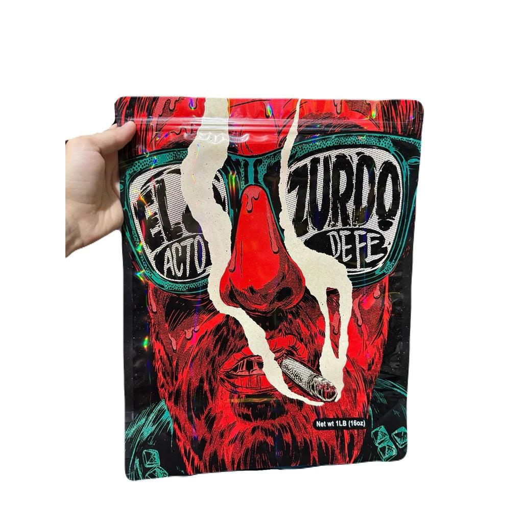 El Zurdo Art Mylar Zip Lock Bag for Cannabis size 454 grams / 1 lb