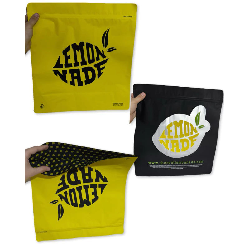Lemon Made Mylar Zip Lock Bag for Cannabis size 454 grams / 1 lb