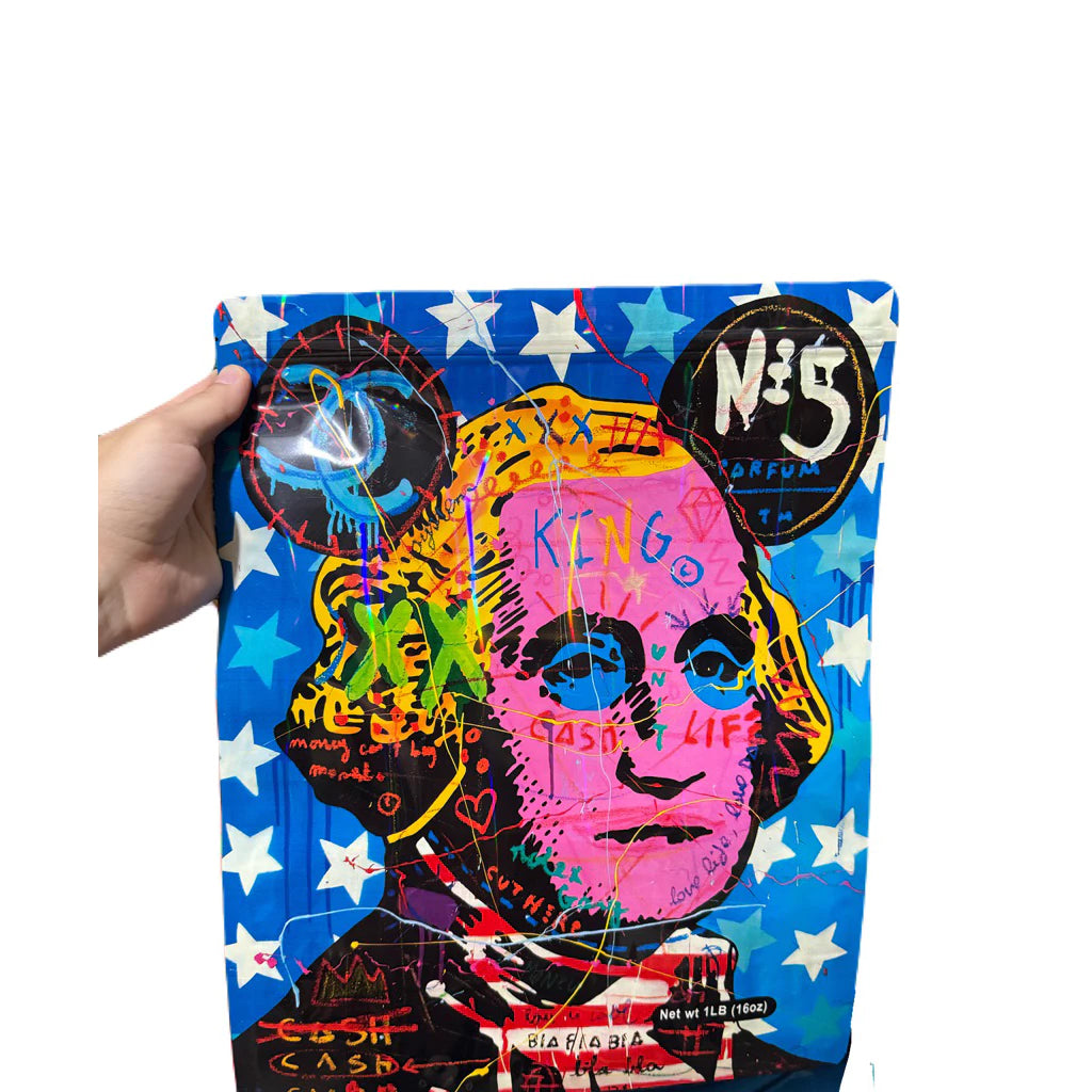 Benjamin Art Mylar Zip Lock Bag for Cannabis size 454 grams / 1 lb