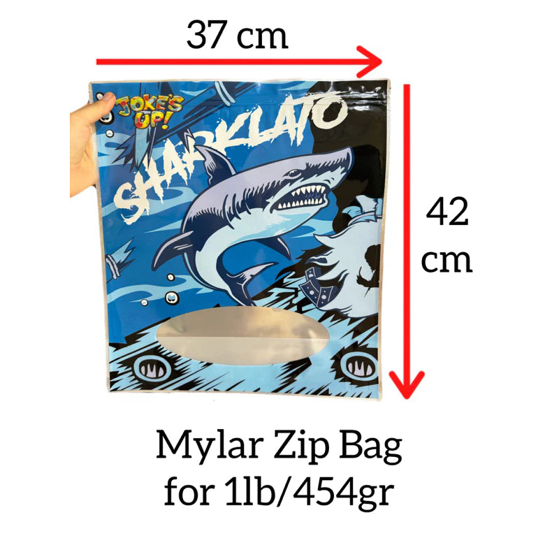 Jokes Up Sharklato Mylar Zip Lock Bag for Cannabis size 454 grams / 1 lb